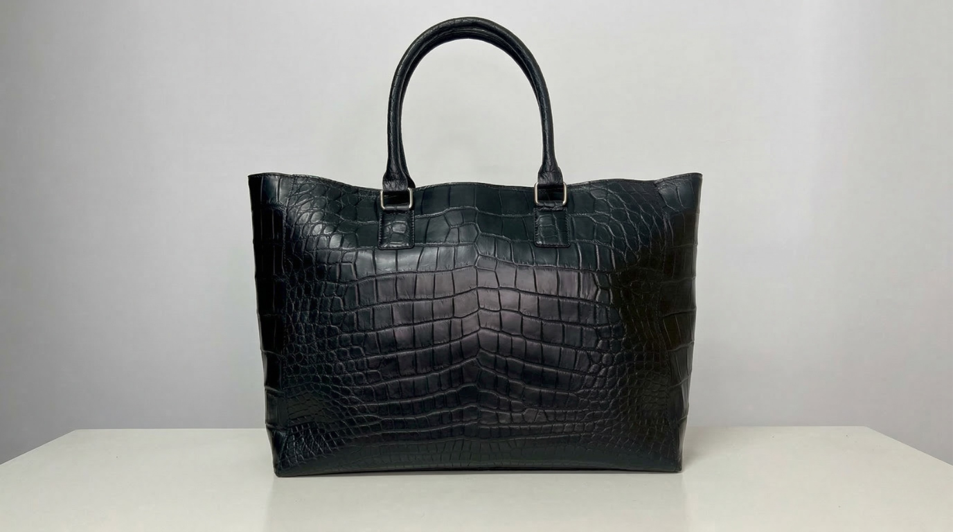 クロコダイルレザー ボストンバッグ（ブラック）