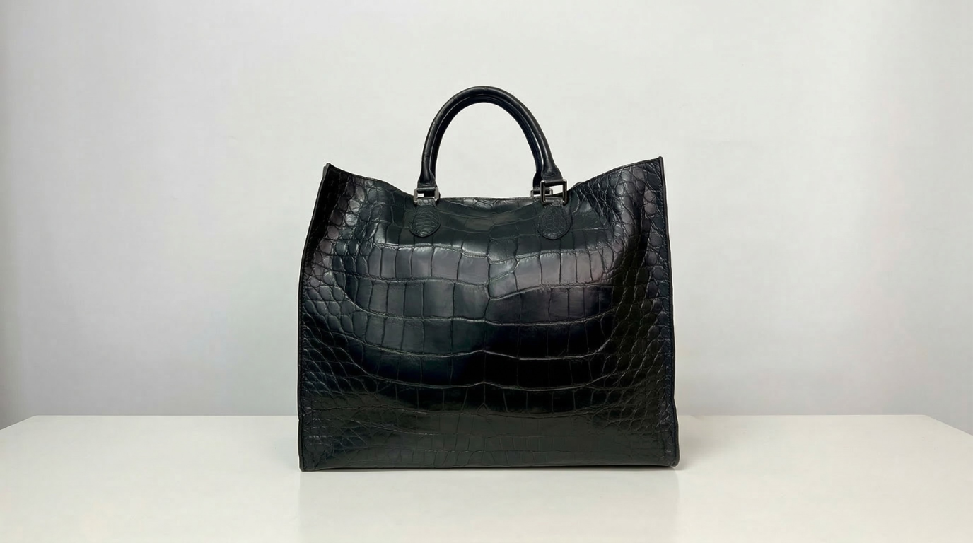 クロコダイルレザー ハンドバッグ（ブラック）